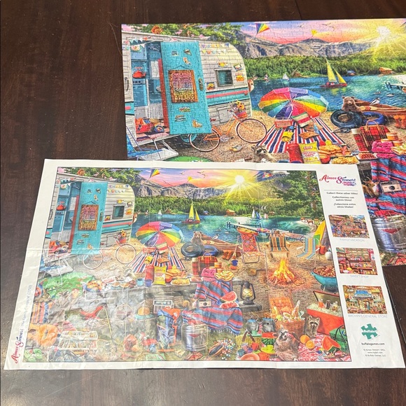 Buffalo Aimee Stewart The Family Campsite Puzzle. 1000 pieces.  Complete/ poster - Picture 4 of 7